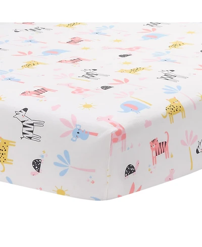 Lambs & Ivy Snuggle Jungle Pastel Safari Cotton Jersey Baby Fitted Crib Sheet