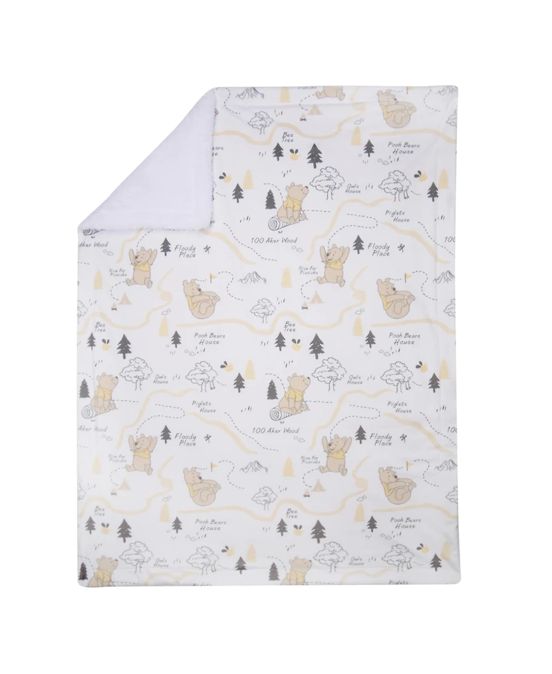 Lambs & Ivy Disney Baby Pooh and the Hundred Acre Woods White Baby Blanket