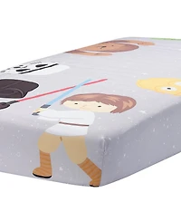 Lambs & Ivy Star Wars Galaxy Cotton Fitted Crib Sheet - Yoda/Darth Vader/R2D2