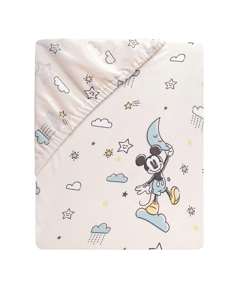Lambs & Ivy Disney Baby Moonlight Mickey Mouse Fitted Crib Sheet - White