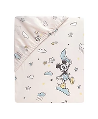 Lambs & Ivy Disney Baby Moonlight Mickey Mouse Fitted Crib Sheet - White