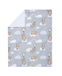 Lambs & Ivy Baby Disney Hunny Bear Winnie the Pooh Gray Soft Faux Shearling Blanket