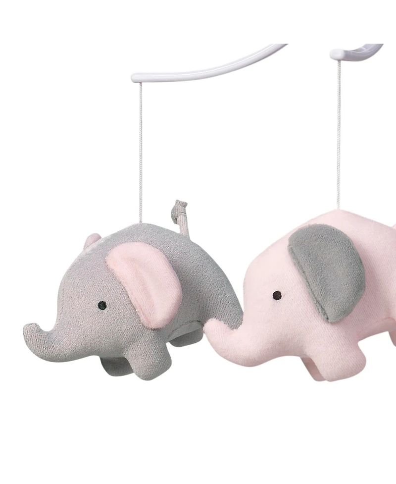 Bedtime Originals Eloise Pink/Gray Elephant Musical Baby Crib Mobile