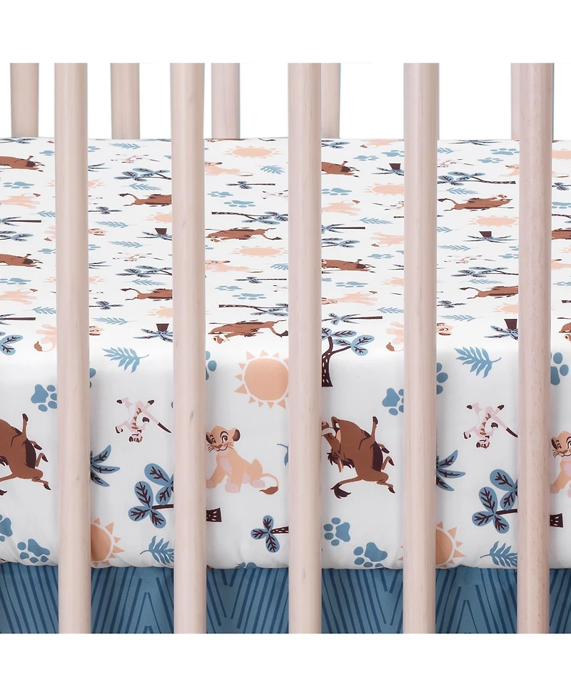 Lambs & Ivy Disney Baby Lion King Adventure White Baby Fitted Crib Sheet by