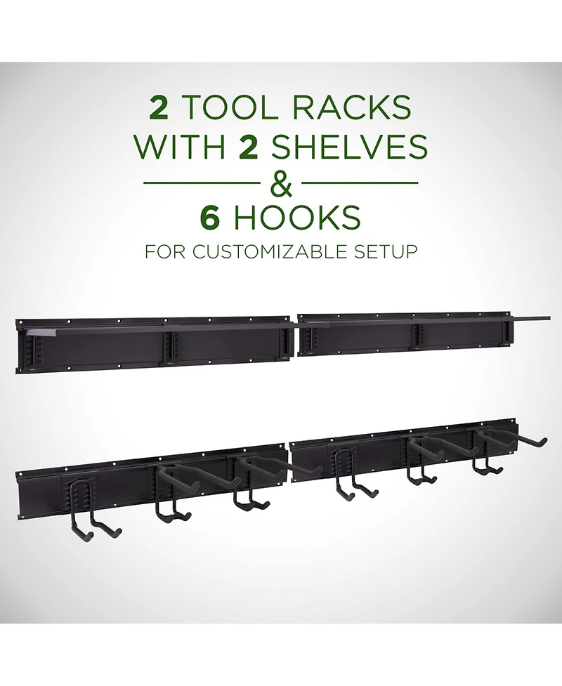 Raxgo Wall-Mounted Tool Racks with Storage Shelves and Hooks