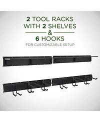 Raxgo Wall-Mounted Tool Racks with Storage Shelves and Hooks