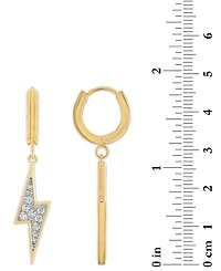 Esquire Men's Jewelry Cubic Zirconia Lightning Bolt Drop Earrings in 14k Gold-Plated Sterling Silver, Created for Macy's