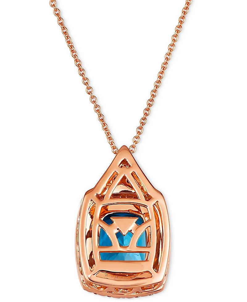 Le Vian Deep Sea Blue Topaz (2-1/2 ct. t.w.), Nude Diamonds (1/6 ct. t.w.) & Chocolate Diamonds (1/20 ct. t.w.) Adjustable Pendant Necklace in 14k Ros