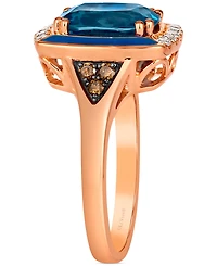 Le Vian Deep Sea Blue Topaz (2-1/2 ct. t.w.), Nude Diamonds (1/6 ct. t.w.) & Chocolate Diamonds (1/8 ct. t.w.) Statement Ring in 14k Rose Gold