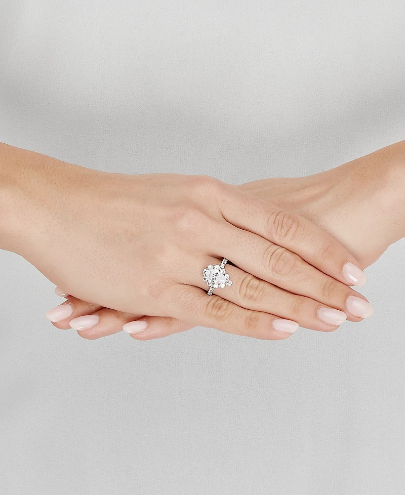 Grown With Love Igi Certified Lab Diamond Pear-Cut Halo Engagement Ring (3 ct. t.w.) 14k White Gold