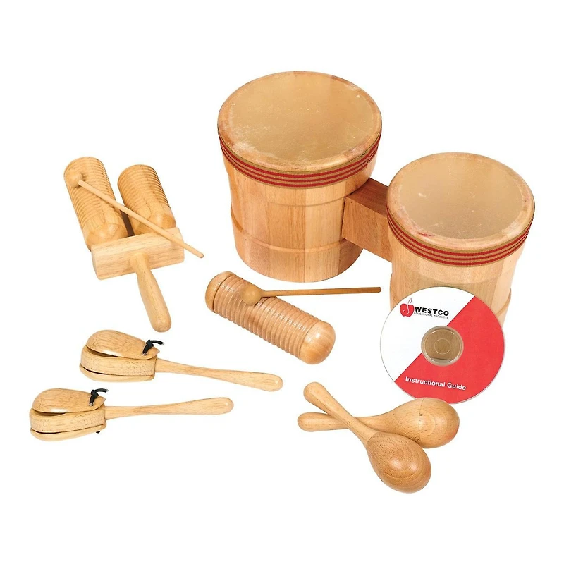 Westco Jr. Latin American Wooden Rhythm Instruments Kit - Set of 6