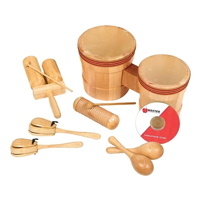 Westco Jr. Latin American Wooden Rhythm Instruments Kit - Set of 6