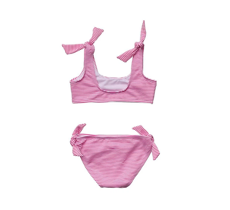 Snapper Rock Big Girls Toddler|Child Raspberry Stripe Tie Crop Bikini