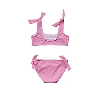 Snapper Rock Big Girls Toddler|Child Raspberry Stripe Tie Crop Bikini