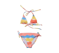 Snapper Rock Big Girls Toddler|Child Good Vibes Triangle Shirred Bikini