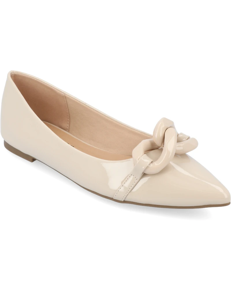 Journee Collection Women's Clareene Chain Pointed Toe Flats