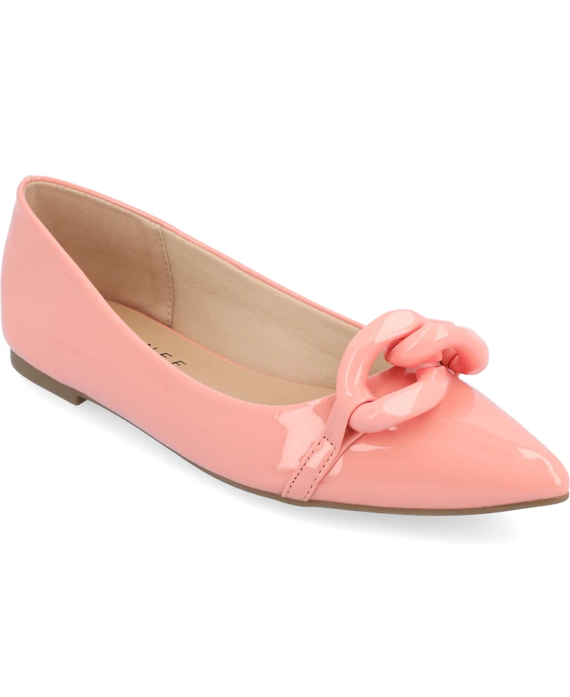 Journee Collection Women's Clareene Chain Pointed Toe Flats