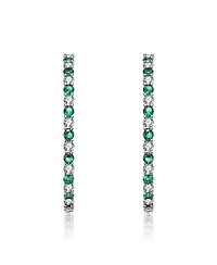 Rhodium Plated Cubic Zirconia Hoop Earrings