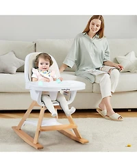 Costway Toddler 3-in-1 Convertible Wooden High Chair Tray Adjustable Legs