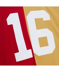 Men's Mitchell & Ness Joe Montana Scarlet, Gold San Francisco 49ers 1990 Split Legacy Replica Jersey