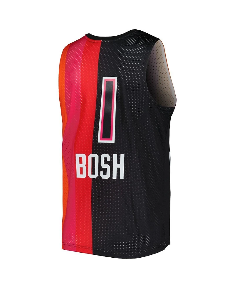 Men's Mitchell & Ness Chris Bosh Black, Red Miami Heat Hardwood Classics 2011-12 Split Swingman Jersey
