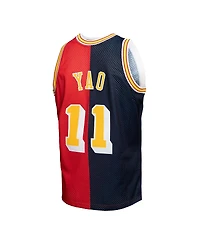 Men's Mitchell & Ness Yao Ming Navy, Red Houston Rockets Hardwood Classics 2004-05 Split Swingman Jersey