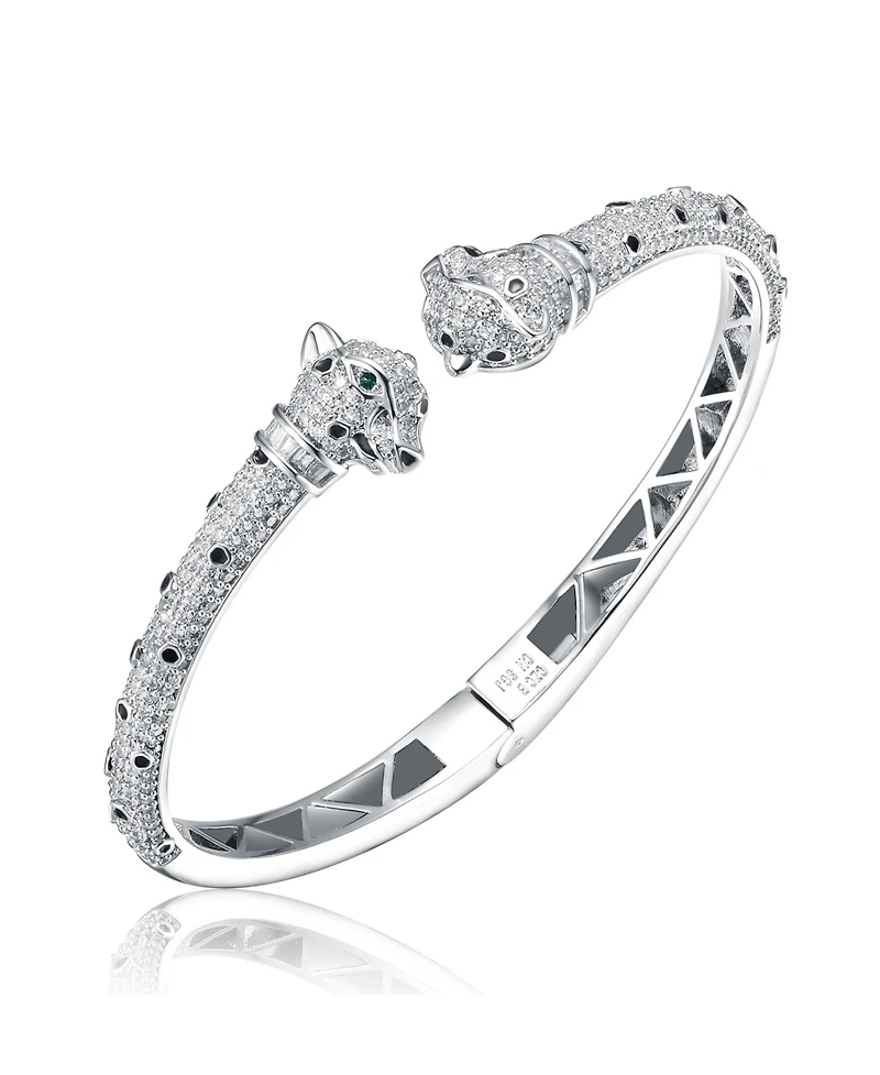 Ra Cubic Zirconia White Gold Plated Fauna Bangle Bracelet