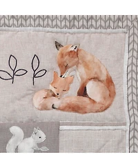 Lambs & Ivy Baby Painted Forest Gray/Beige Woodland Animals 4-Piece Nursery Crib Bedding Set
