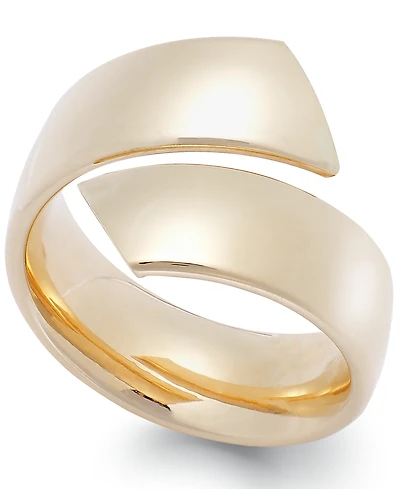 Italian Gold Bypass Ring 14k Yellow and White
