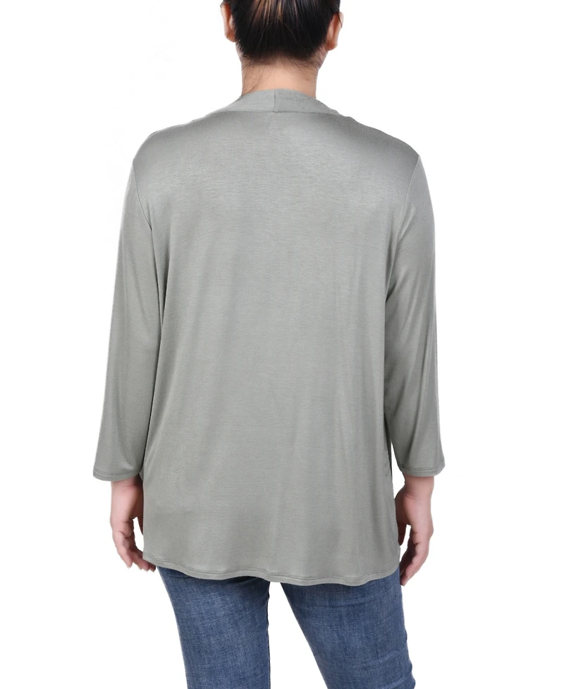 Ny Collection Women's Solid 3/4 Sleeve Cardigan