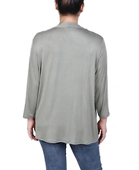 Ny Collection Women's Solid 3/4 Sleeve Cardigan