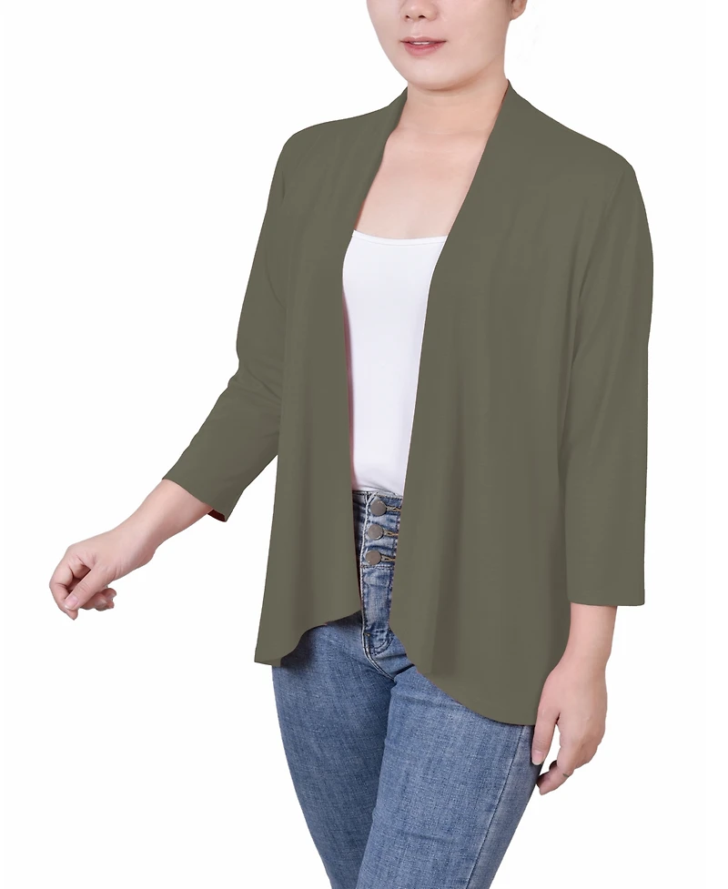Ny Collection Women's Solid 3/4 Sleeve Cardigan