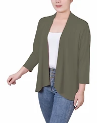 Ny Collection Women's Solid 3/4 Sleeve Cardigan