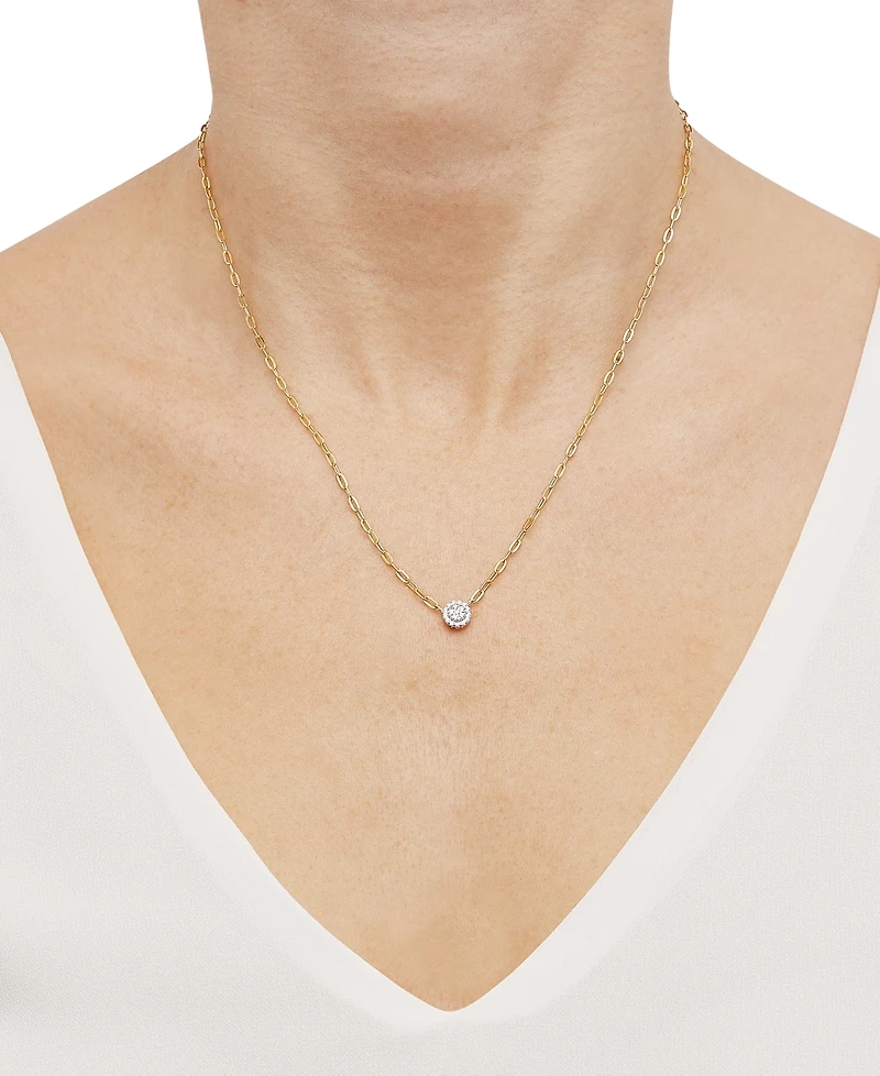 Diamond Halo Cluster Paperclip Link 18" Pendant Necklace (1/10 ct. t.w.) in 10k Gold