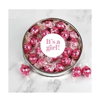 Just Candy, It's a Girl Baby Shower Candy Gift Tin Pink Lindor Truffles by Lindt, 24 Pieces