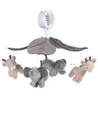 Lambs & Ivy Baby Jungle Animals Gray/Tan Musical Crib Mobile Soother Toy