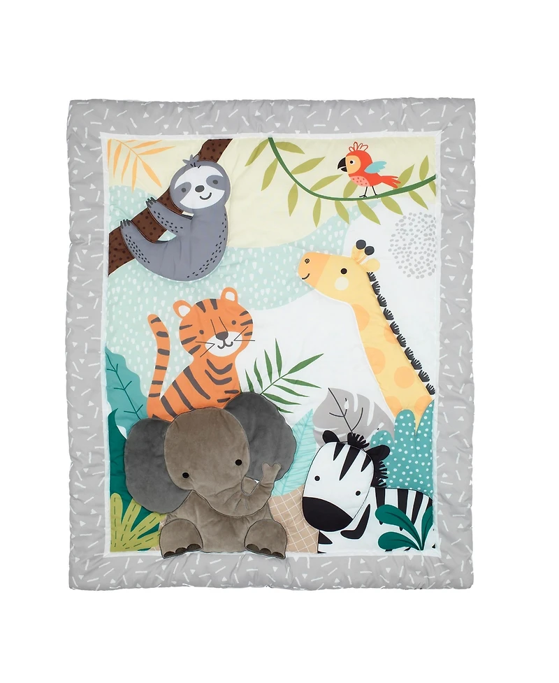 Bedtime Originals Baby Mighty Jungle Animals 3-Piece Nursery Crib Bedding Set