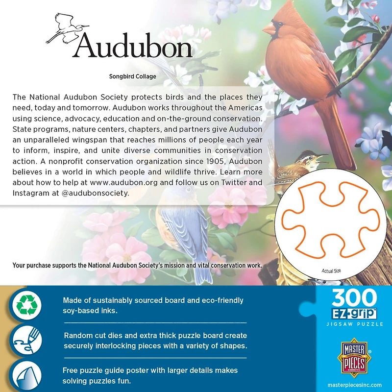 Masterpieces Audubon Songbird Collage 300 Piece Ez Grip Jigsaw Puzzle