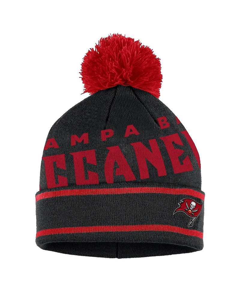 Women's Wear by Erin Andrews Black Tampa Bay Buccaneers Double Jacquard Cuffed Knit Hat with Pom and Gloves Set