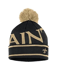 Women's Wear by Erin Andrews Black New Orleans Saints Double Jacquard Cuffed Knit Hat with Pom and Gloves Set