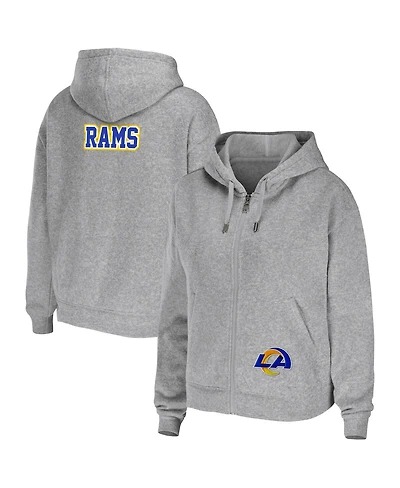 Women's Wear by Erin Andrews Heather Gray Los Angeles Rams Plus Full-Zip Hoodie