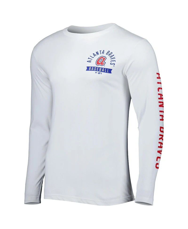 Men's Fanatics White Atlanta Braves Pressbox Long Sleeve T-shirt