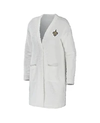 Women's Wear by Erin Andrews Cream New Orleans Saints Cozy Lounge Cardigan Sweater