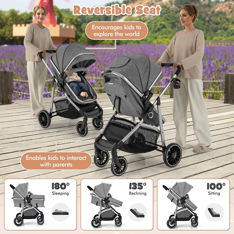 Costway Baby 2 in 1 Convertible Stroller High Landscape