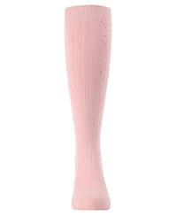 MeMoi Little Girls Ribbed Gemstone Cotton Blend Knee High Socks