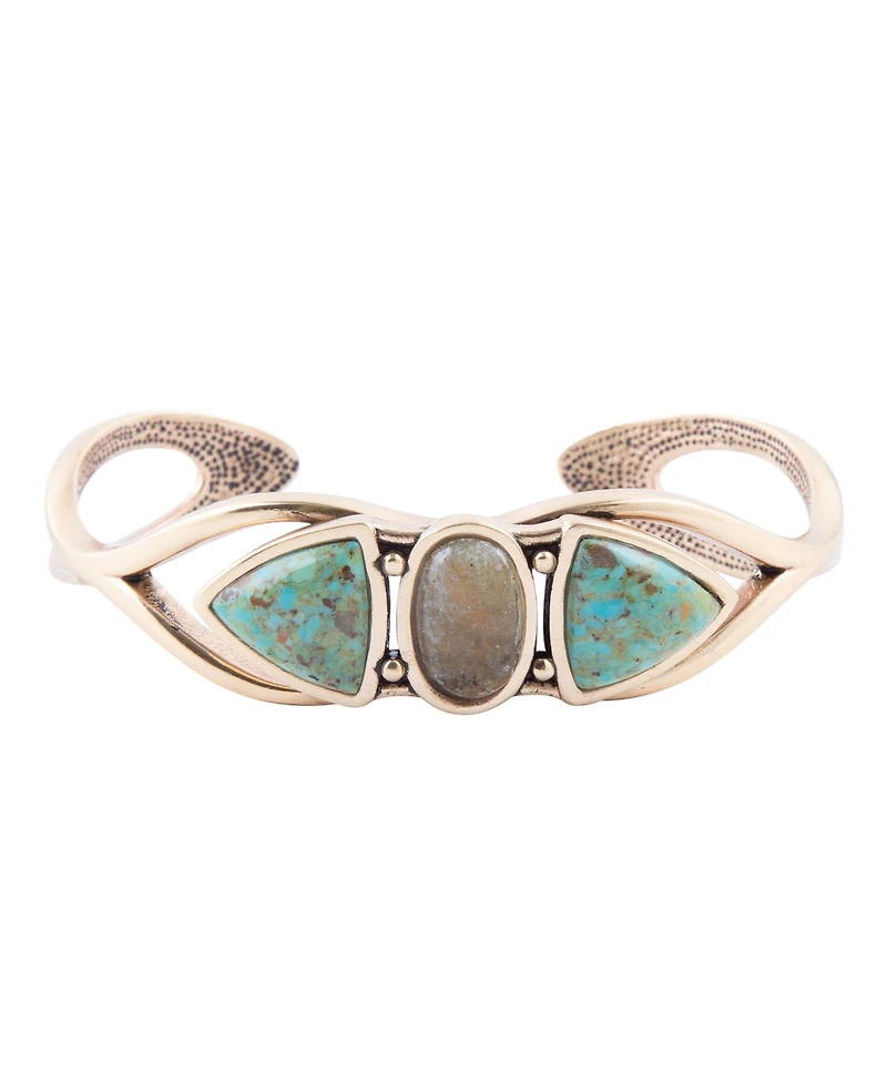 Barse Genuine Turquoise and Genuine Labradorite Cuff Bracelet