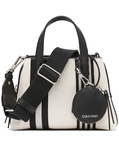 Calvin Klein Millie Triple Compartment Striped Crossbody with Coin Pouch