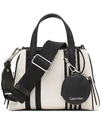 Calvin Klein Millie Triple Compartment Striped Crossbody with Coin Pouch