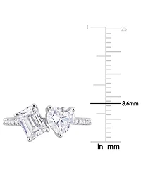 Macy's Moissanite Heart 2-Stone Ring 2 1/8 ct. t.w in Sterling Silver