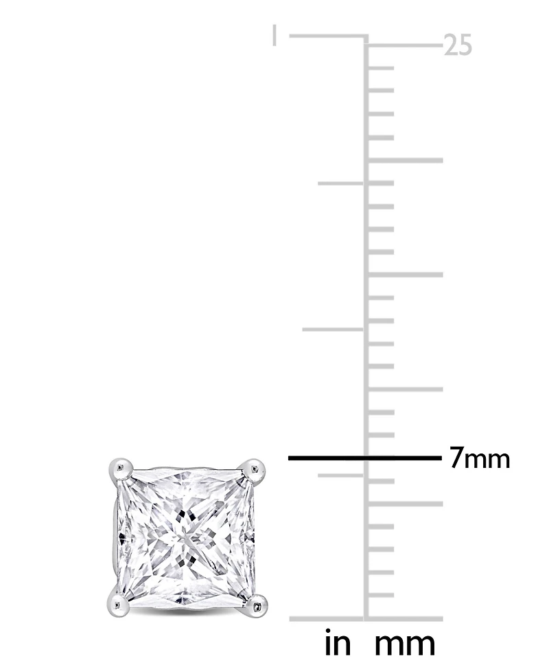 Macy's Princess Cut Moissanite Stud Earrings 2 1/2 ct. t.w in Sterling Silver